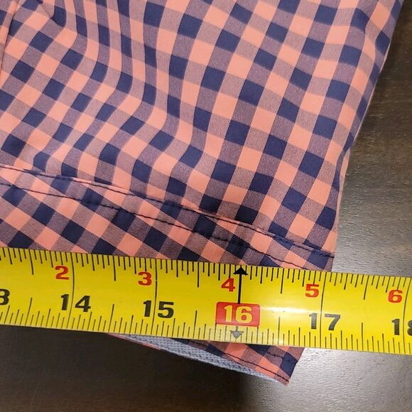 BONOBOS Board Shorts Men's 32x5 Pink Navy Blue Checked Gingham Lined Swim Trunks - Picture 10 of 10